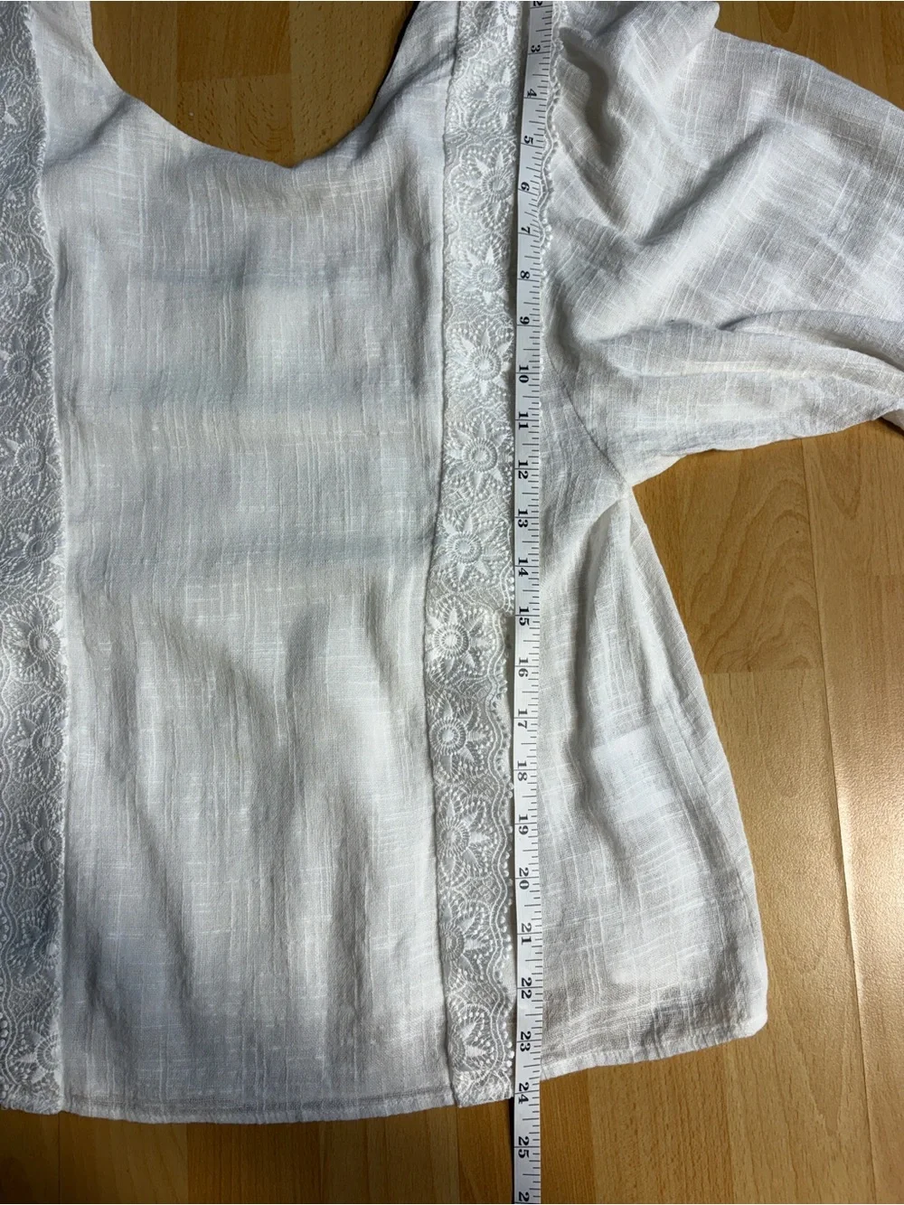 Sezane Cleo Blouse White Slub Gauze Cotton Lace Boho Parisian Coastal Breathable - Picture 13 of 15